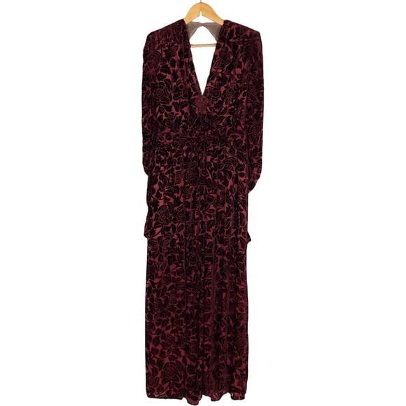 Bronx and Banco Velvet Gown Floral  Open Back Maxi XL - Picture 6 of 14